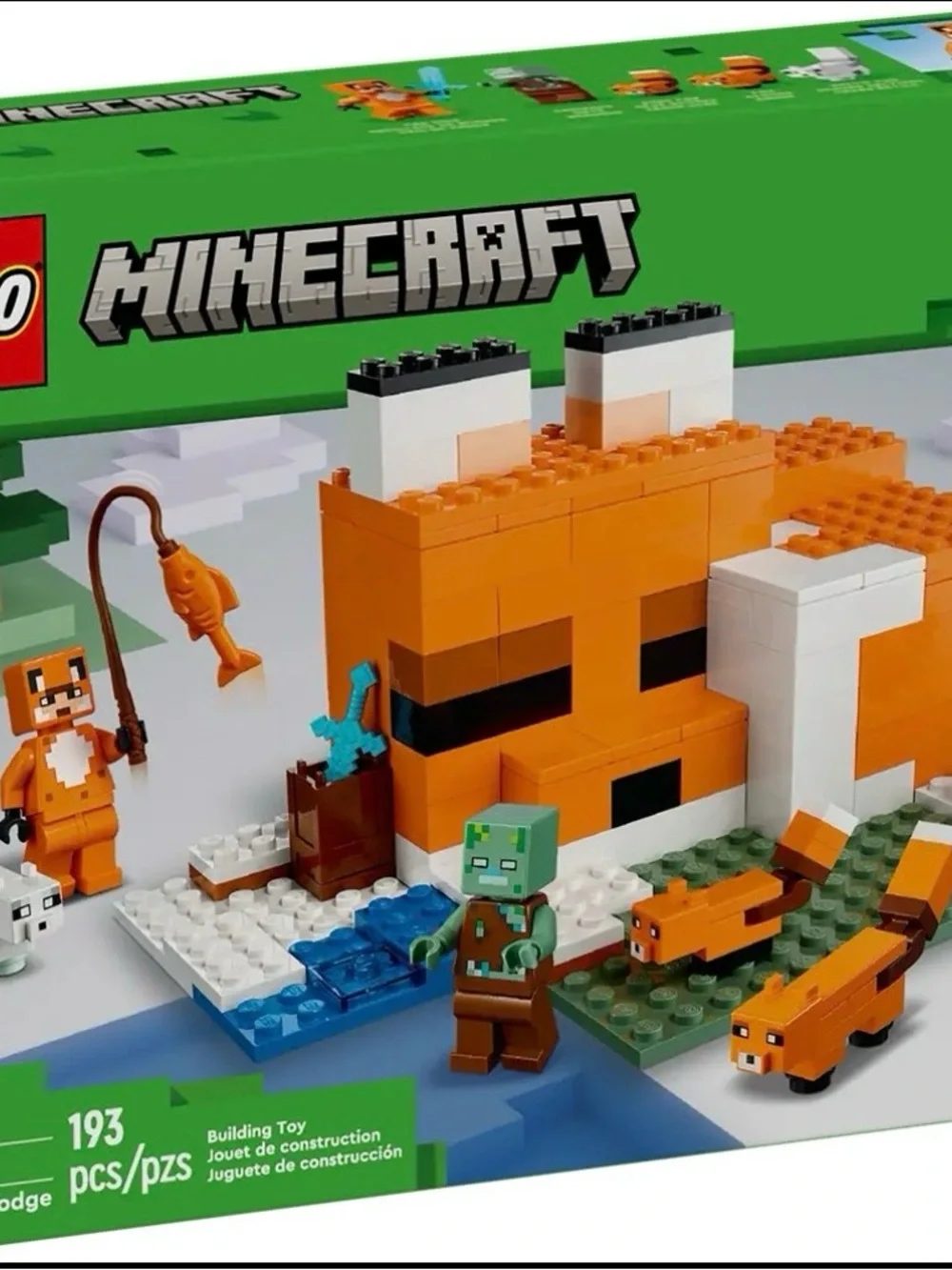 Lego Minecraft Orange and White Fox Family Build Set